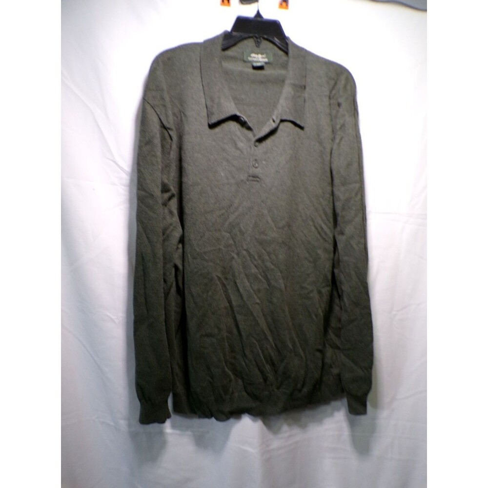 Eddie Bauer Men's Cotton Cashmere Polo Sweater XXL Olive Green Pullover